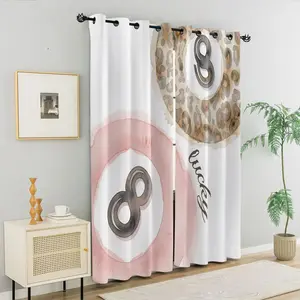 2 Panels Vintage Lucky 8 Ball Blackout Curtains, Leopard Print Darkening Curtains, Y2K Aesthetic Printed Insulated Curtains, Girly Decoration Curtains with Grommet Top, For Teen Girls Bedroom Living Room Decor