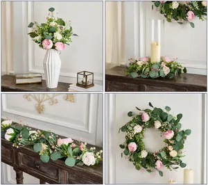 Choice of Peony, Rose, And Berry Collection by Valerie Decorative Faux Plants Decor Eucalyptus Garland
