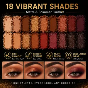 18-Color Eyeshadow Palette – Matte & Shimmer, Vibrant Pigments, Smooth Blend, Long-Lasting, Perfect for Daily & Glam Makeup