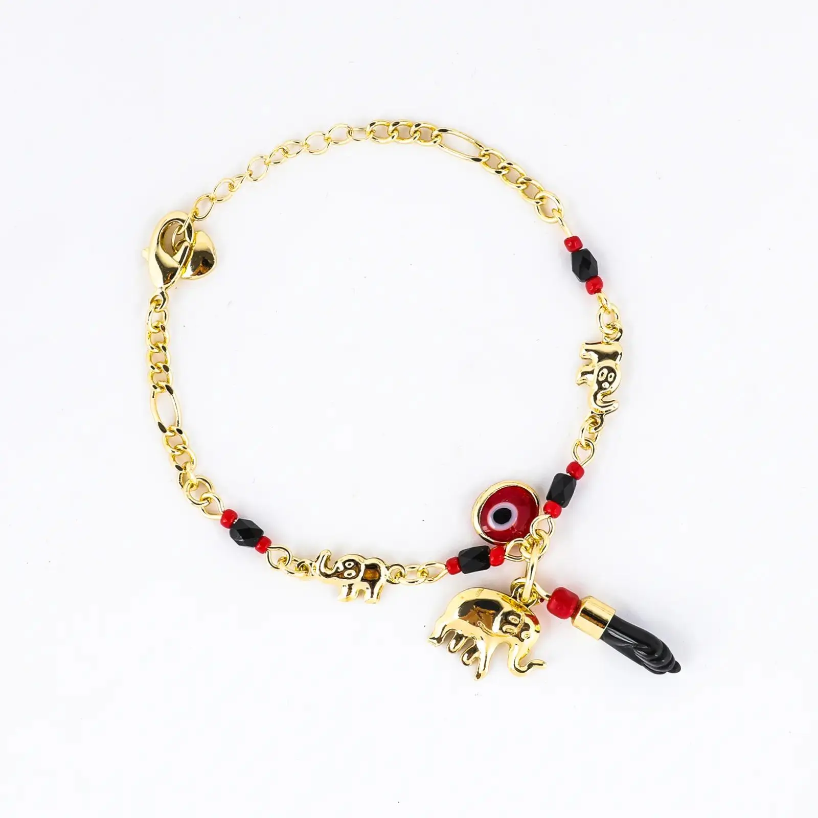 14K Real Gold Plated Elephant Evil Eye Bracelet, Bohemian Adjustable Hypoallergenic Anklet for Women outdoorfun