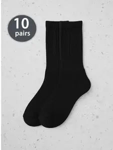 Men's Solid Color Mid-Calf Socks, Casual Soft Comfortable Breathable Socks for Daily Wear, Men's Socks for All Seasons, Soft Comfy Socks
