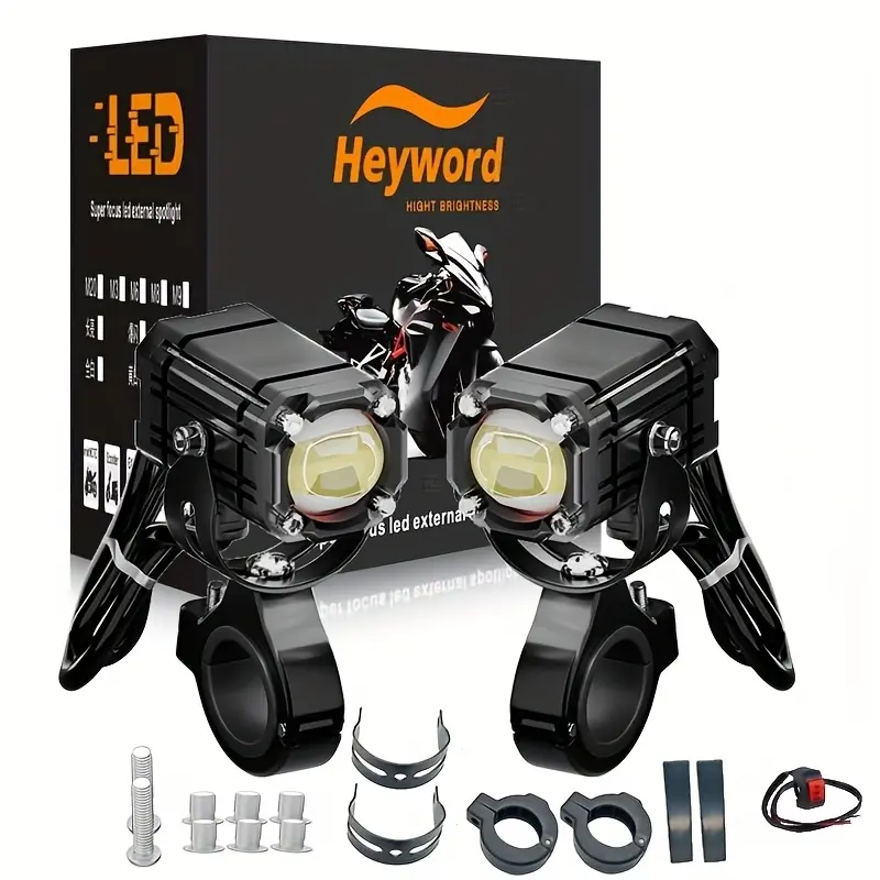 2pc Universal LED Mini Lights, Devil Eye High Low Lighting, Motorcycle LED Light, Motorcycle Headlights, Led Front Lights, Spotlight, Auxiliary Light, 4 Modes, Strobe Flash