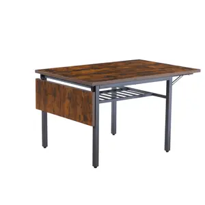 Folding Dining Table, 1.2 inches thick table top, for Dining Room, Living Room, Rustic Brown, 63.2'' L x 35.5'' W x 30.5'' H. cookie  table