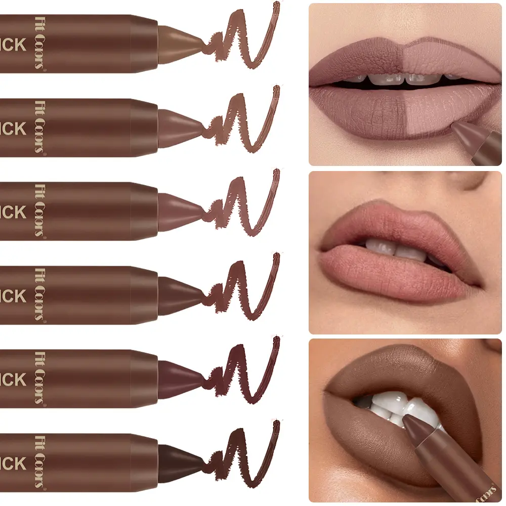 6-Piece Chocolate Matte Lipstick Makeup Set, Alcohol-Free Hydrate Moisturizer, Long-Lasting Color, Flawless Lip Outline, Everyday Wear Lip Care Cosmetic