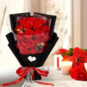 Artificial Rose Bouquet, 1 Box Romantic Roses with Gift Box, Long Lasting Flower Gift for Friend & Loved Ones, Gift for Women, Decor, Decorative Flowers