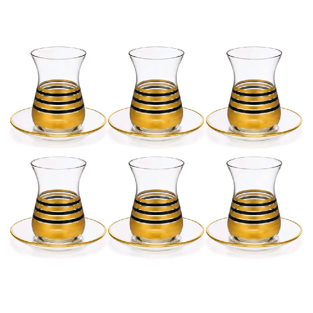 Honeycomb Black and Gold Six Piece Tea Set