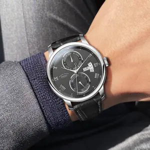 BORMAN Men's Mechanical Automatic Flywheel Watchwith Cow Hide Strap Elegant Business Timepiece for Men