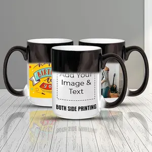 Magic Photo Mug Personalized Heat Reveal Coffee Cup with Both Side Printing Add Your Image Text Ideal for Custom Gifts