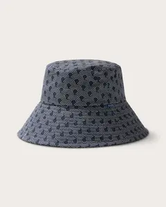 Bali Wide Brim Bucket in Indigo Waves - Stylish Bucket Hat with Wide Brim and Unique Wave Pattern Design
