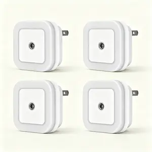 Plug Into Wall Dusk to Dawn LED Night Light, White Energy Saving Nightlights for Bedroom, Bathroom, Hallway, Kitchen & Kids Room Home Lighting