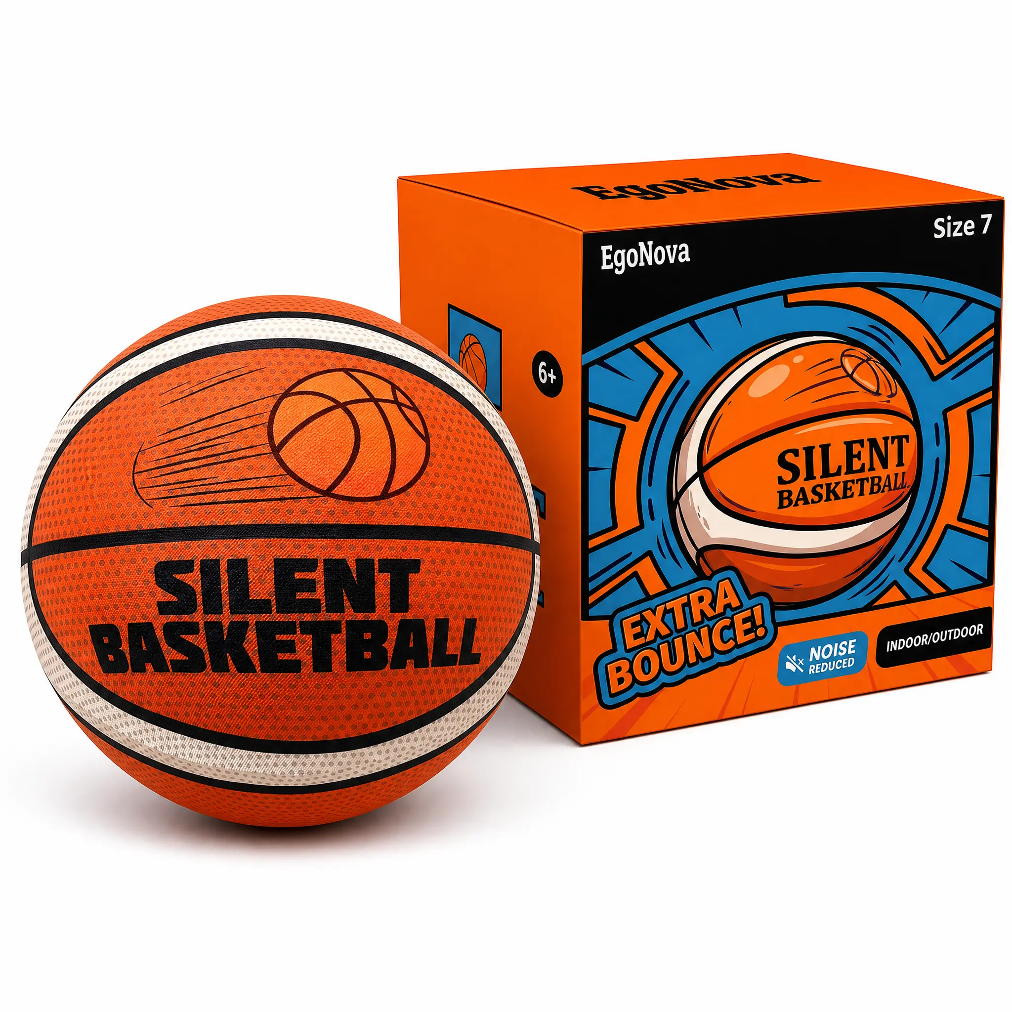 Size 7 Airless Basketball with Cloth Cover, High-Quality PU Foam Anti-Slip Quiet Bounce Ball for Adult Indoor Training, Ideal Birthday/Christmas Gift, Silent