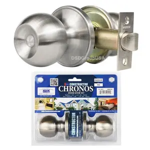 Constructor Chronos Passage Door Lever Lock Set Knob Handle Set- Stainless Steel