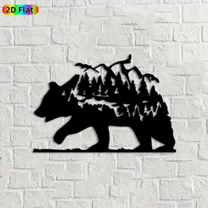 1pc Bear Metal Wall Art,Nature Bear Statue Mural, Ideal Gift for New Year, Easter, Nature Decor Enthusiasts, Weather-Resistant Metal Wall Decor Wall Sculptures, Perfect for Outdoor Wall Fence Nature Enthusiasts