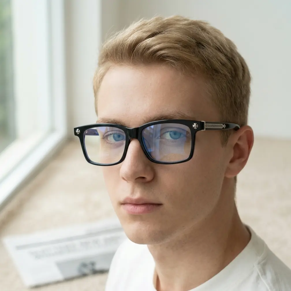 Unisex Premium Minimalist Black Optical Frames - Versatile Retro Eyewear with Sleek Metal Details for Daily Comfort, Screen, Lightweight, Anti-Glare