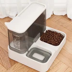 Automatic Cat Feeder and Water Dispenser Large Capacity Cat Bowl Integrated Flowing Water Non-Wet Mouth Drinking Automatic Water Feeder