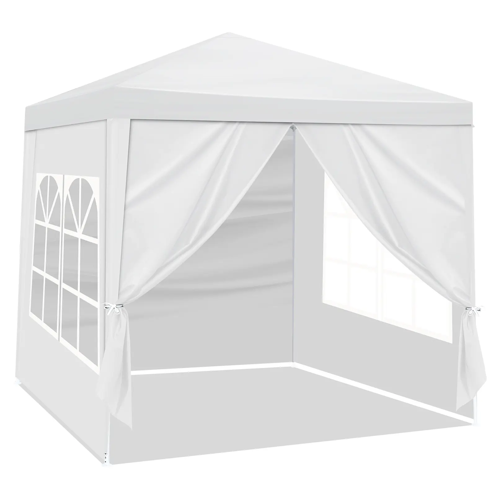 Portable White 6.5x6.5 ft Party Tent (200x200x255cm, 8.3ft Height) - Easy Install Sun Protection Shelter with 4 Sides, Durable Waterproof PE Fabric Canopy, Sunshade Top for Outdoor Events
