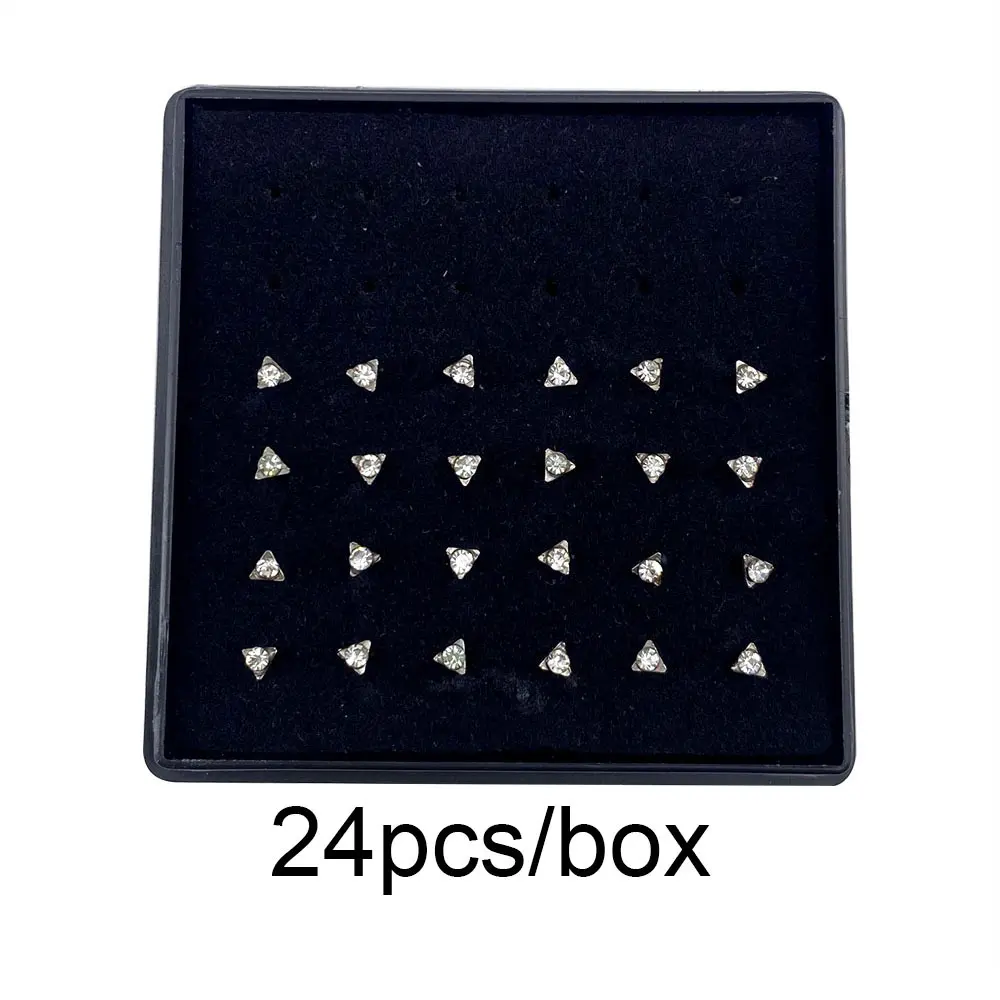 24/box white triangular nose studs