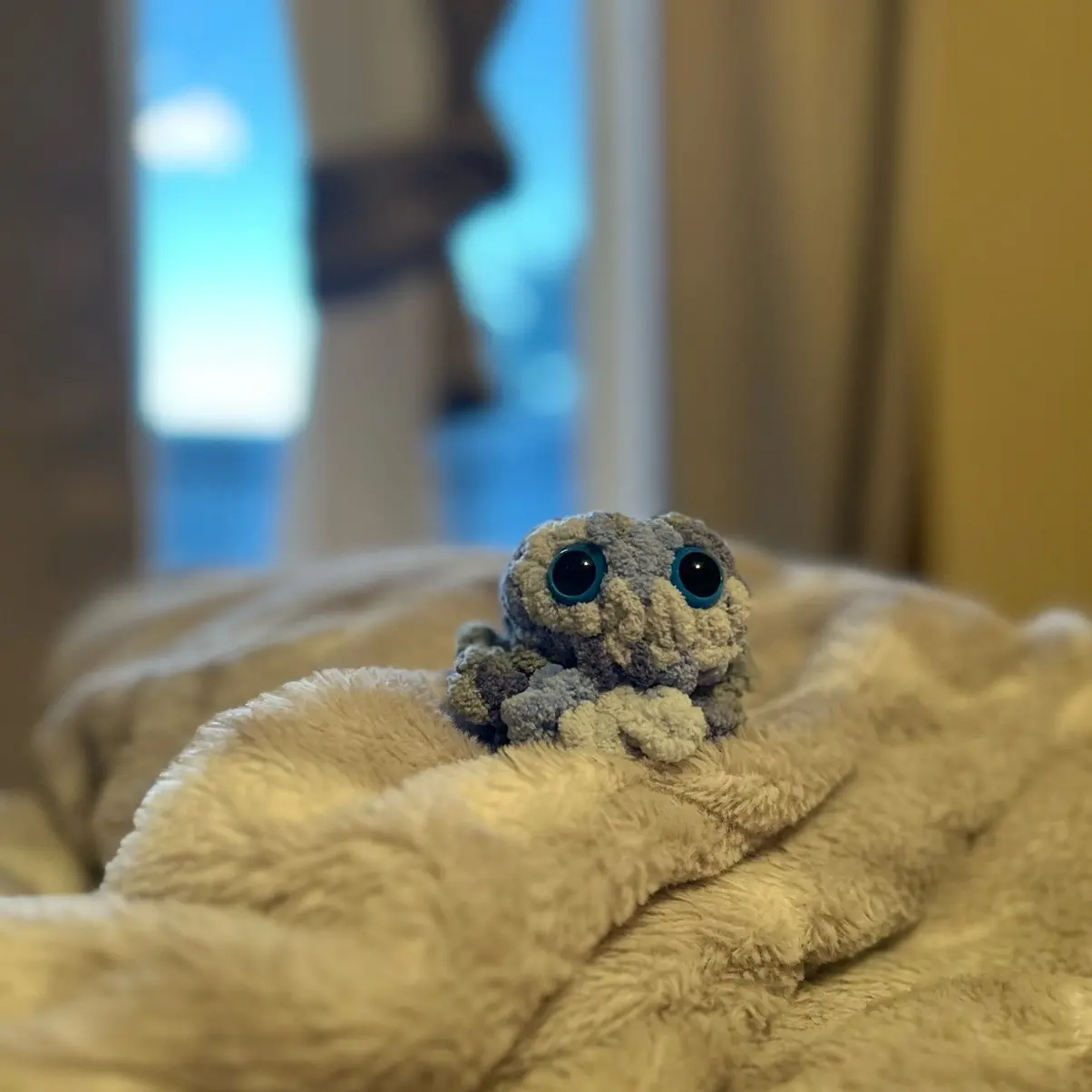 Handmade Adorable Crocheted Mini Octopus w/Blue eyes