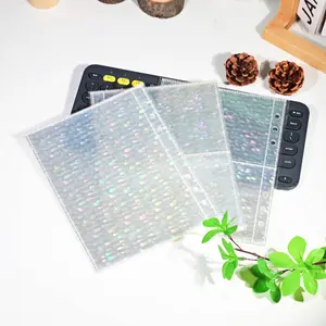 10pcs A5 Laser Transparent PP Photo Album Inserts, 6-Hole Ring Binder Pockets, 1 Slot/2 Slots, Photo Storage, Organizer, Office Supplies Accessories