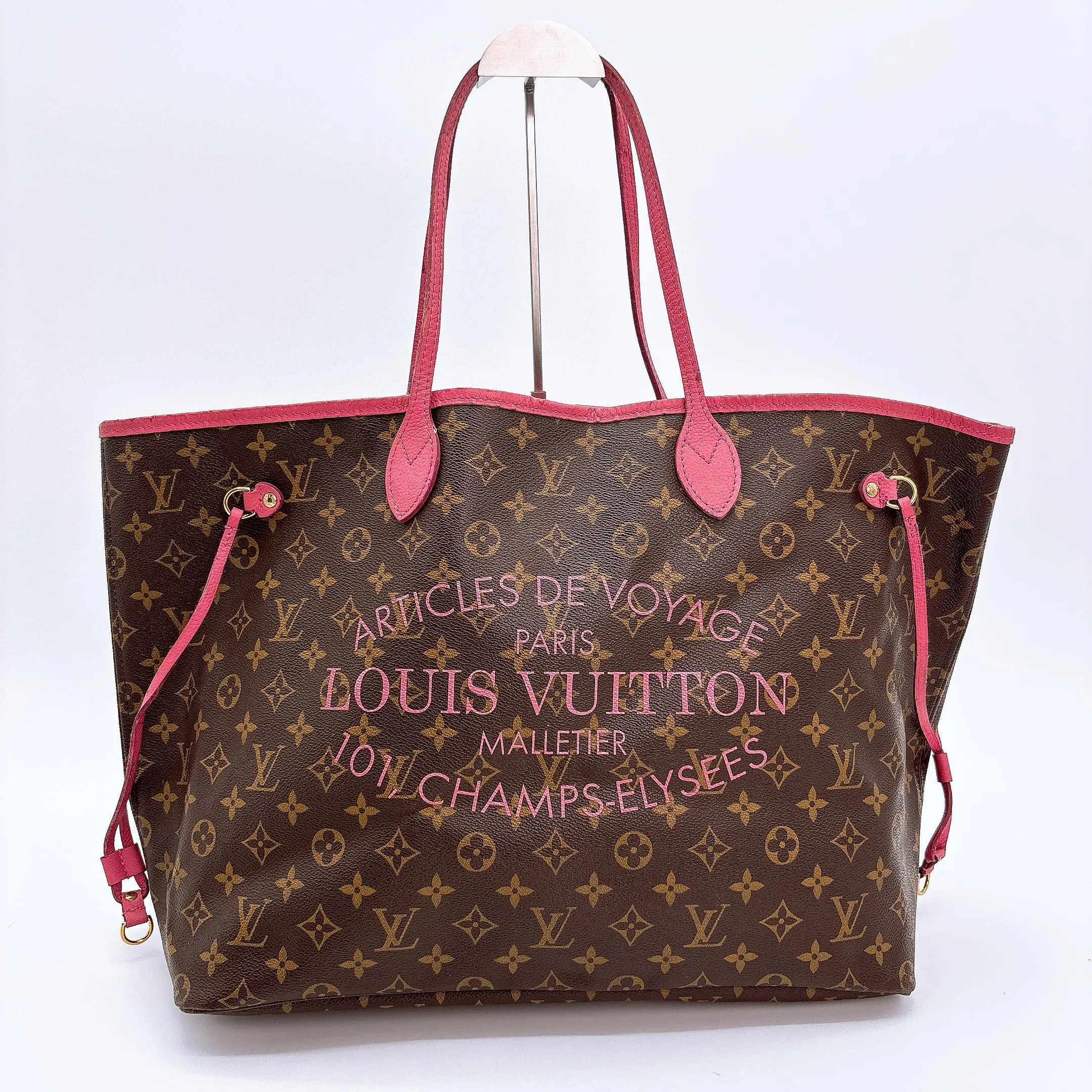 Pre-owned Louis Vuitton Monogram Articles de Voyage Ikat Neverfull GM Rose Velours