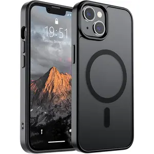 Magnetic Protective Case for iPhone 17 and iPhone 16 15 14 13 12 PRO MAX AIR (Compatible with MagSafe), Military-grade Shockproof, Translucent, Matte, Black