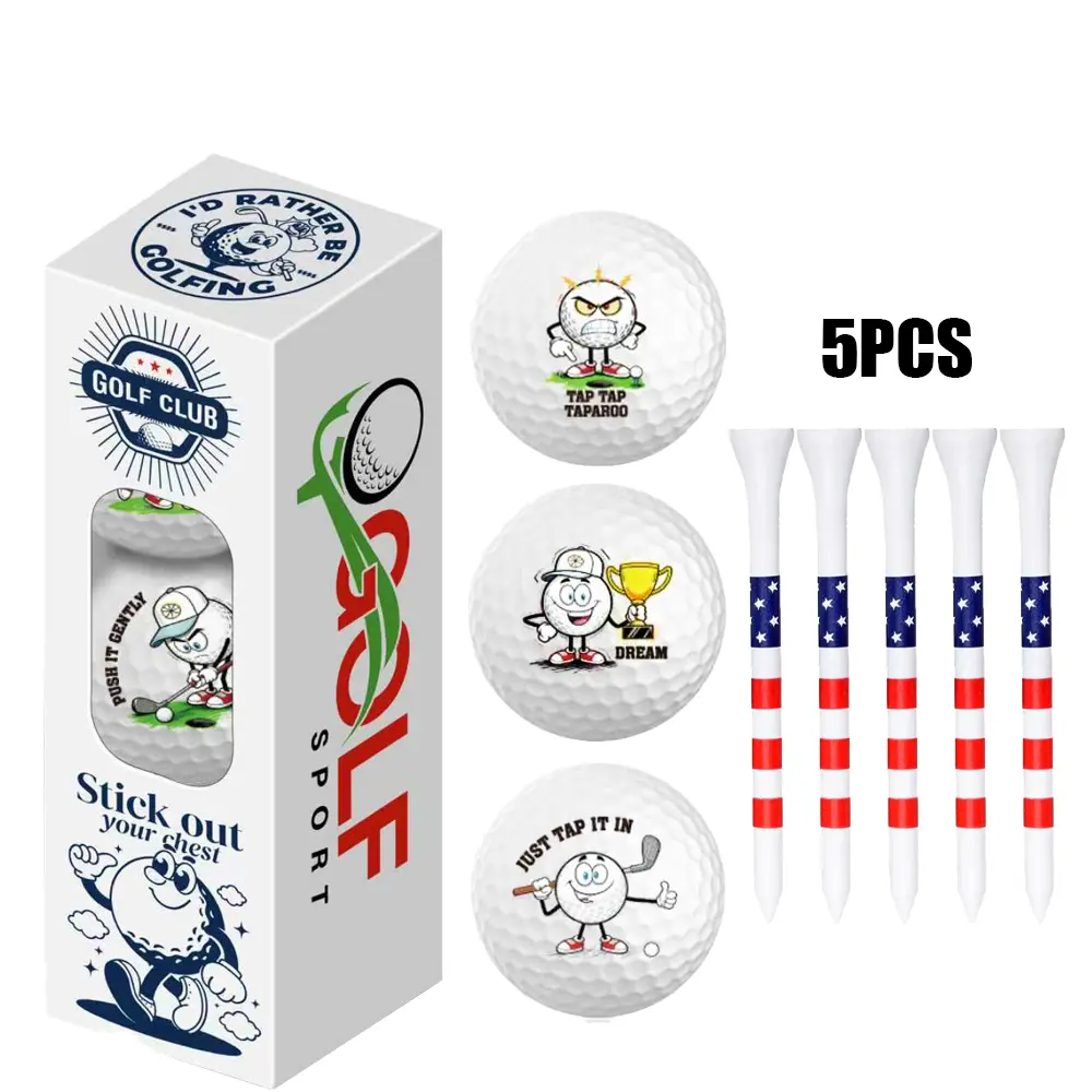 Fun golf balls, 3 golf balls, 5 American-style tees, practice balls, golf balls, designed for golf enthusiasts, shipped from Los Angeles.