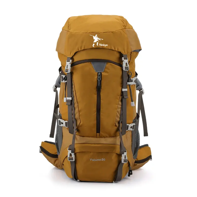 TANKYE 50L Water Resistant Camping Backpack - Durable, Lightweight, with Rain Cover for Hiking Adventures, Water Resistant Backpack, Durable Outdoor Rucksack, Camping Accessories, Waterproof, Portable, Unisex, Outdoors, Large