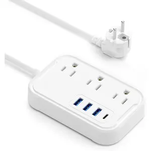 European Travel Plug Adapter -  to  Plug Adapter with 3 AC Outlets and 4 USB(1 PD20W) Type E/F - International Travel Adapter for  to  France Spain  Iceland