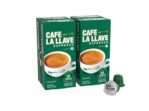 Cafe La Llave Latin Style Espresso Pods, Dark Roast, Compatible with Nespresso Original Line, 40 Count Aluminum Capsules