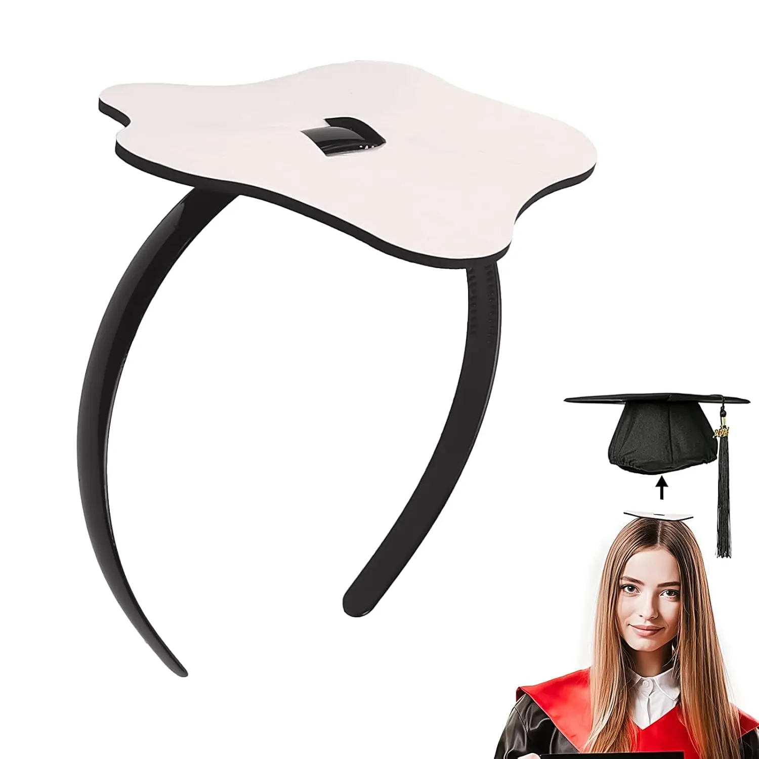 Graduation Cap Headband Insert Black Grad Cap Holder Hairband Graduation Hat Fixed Hair Accessories for Graduates Students Women Men (Five-Petaled )