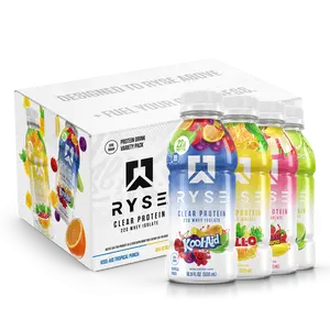 RYSE Clear Protein Shake - Pack of 12 - Whey Isolate 22g Protein, 100 Calories, Sugar-Free, Refreshing Ready-To-Drink Beverage - 16.9 fl oz