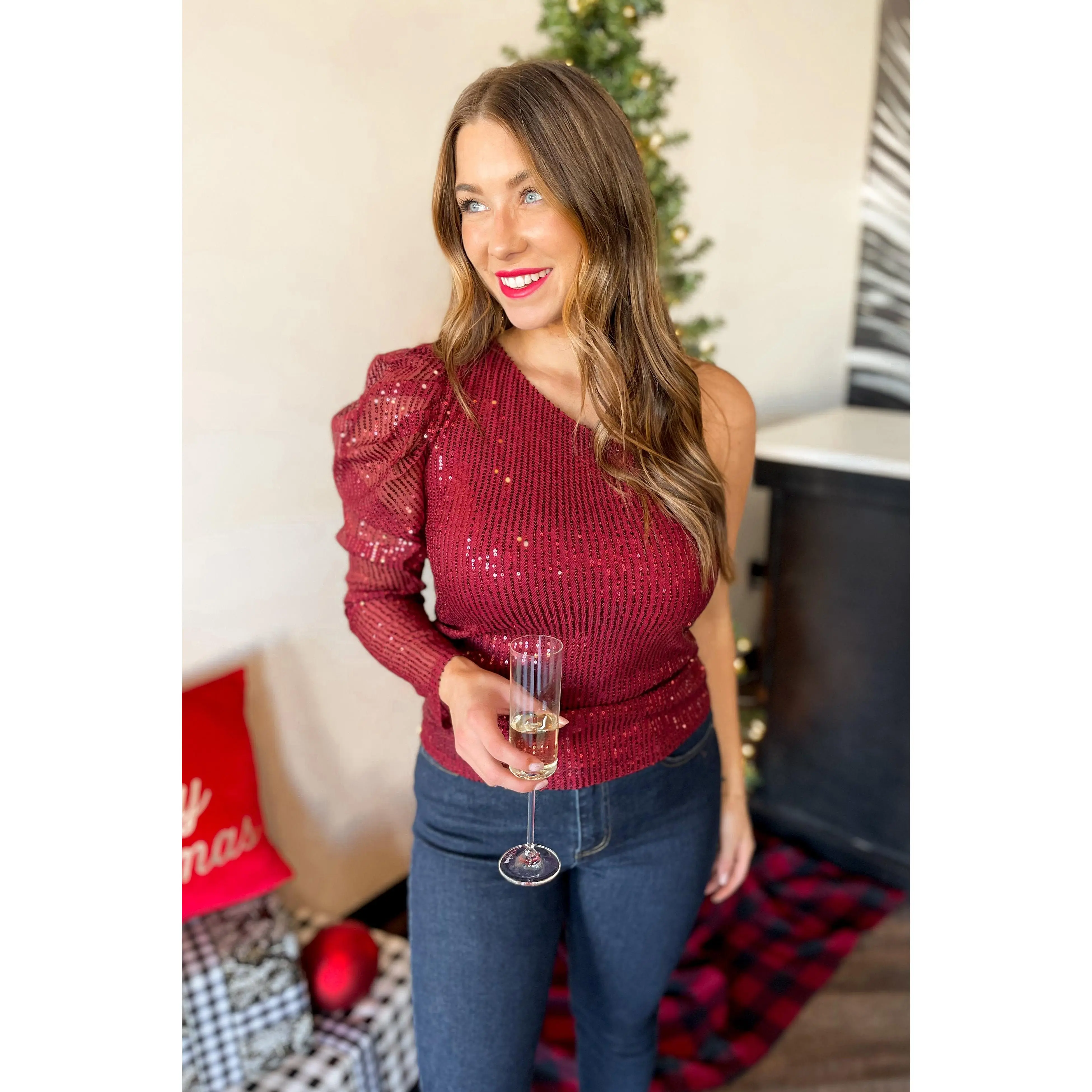 Quinn One Shoulder Sequin Top *FINAL SALE*