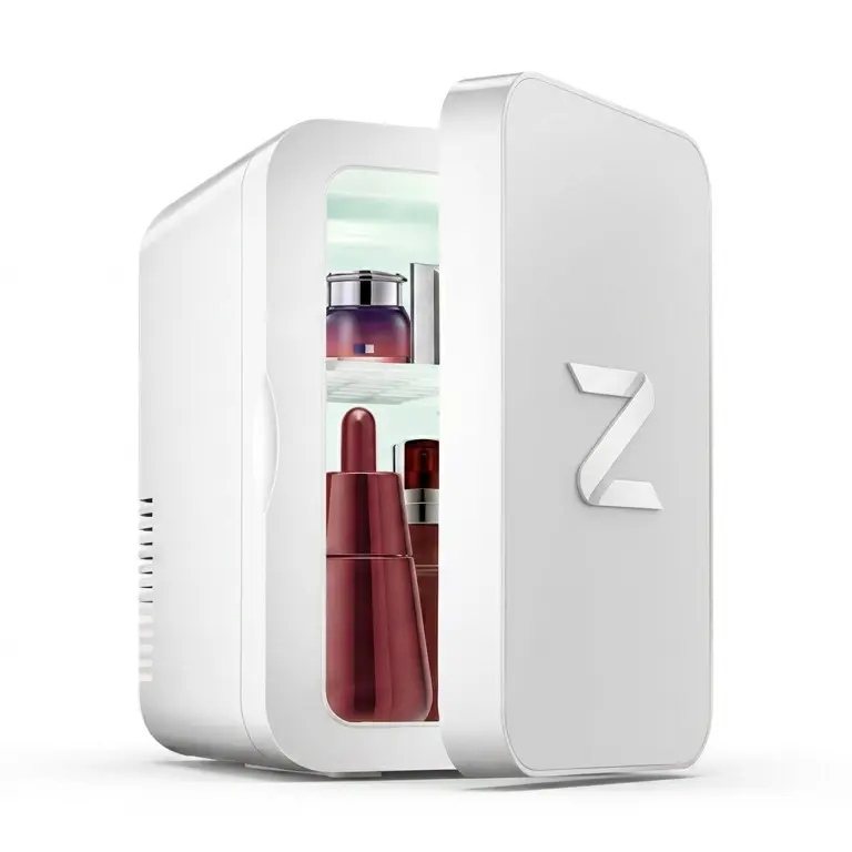 ZENTRO Portable Cosmetic Cooling and Heating Mini Fridge - 2 in 1 Refrigerator with LED Lighted Mirror, 12V DC Car Charger for Skincare, Makeup, and Drinks - Compact Beauty Fridge for Home and Travel