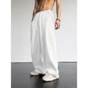 Minimalist White Wide-Leg Sweatpants | Clean Aesthetic Streetwear Bottoms