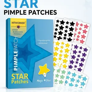 Hitworker Star Acne Patches, Colorful Cute Hydrocolloid Pimple Patches, Hypoallergenic Waterproof Spot Stickers for Blemish Care