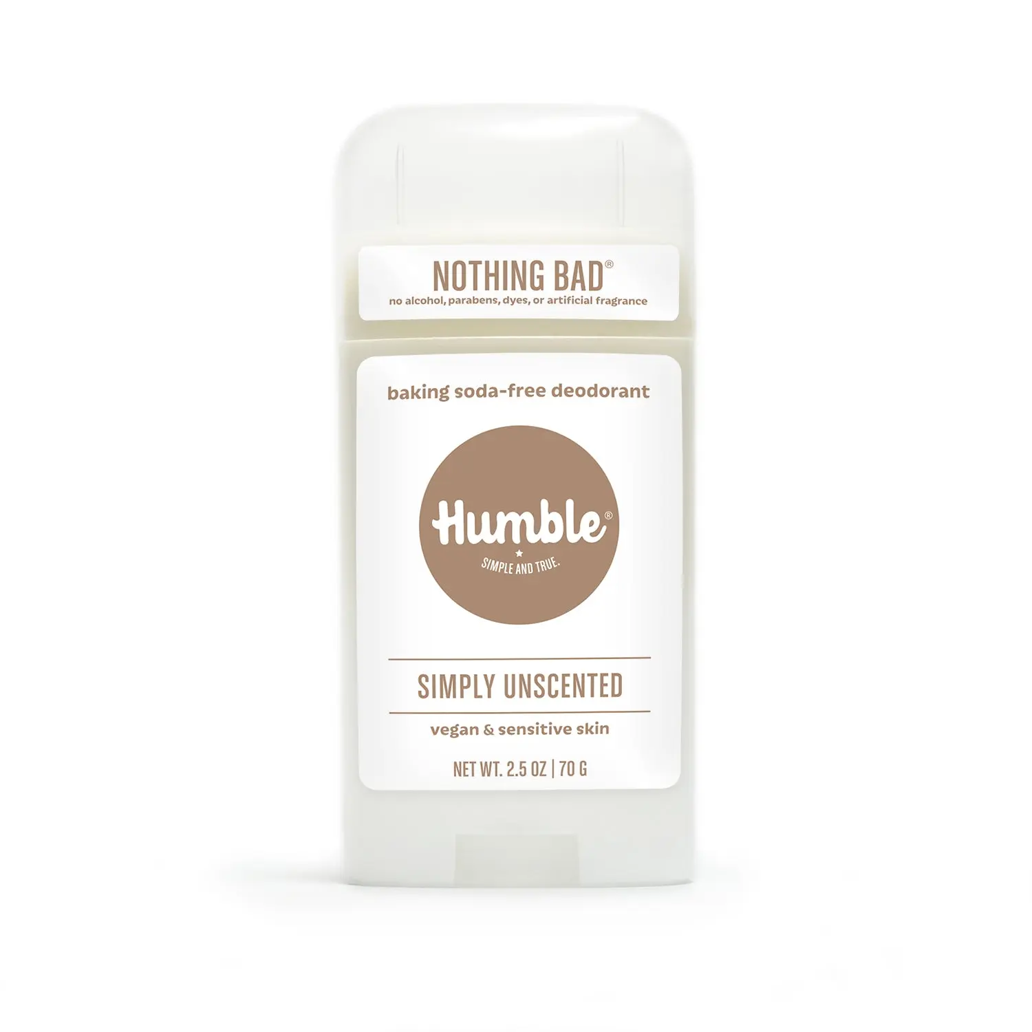 Humble Brands Simply Unscented Deodorant, Baking Soda Free, Always Aluminum Free, Vegan 2.5oz
