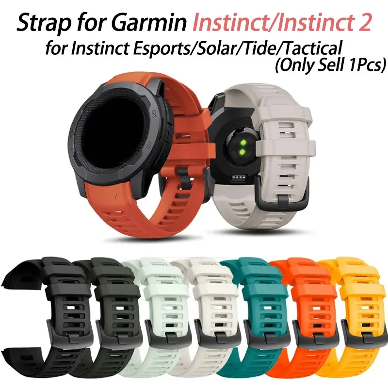 Smart Watch Strap For Garmin Instinct 2 Watchband 22mm Silicone Durable High Quality Adjustable Replacement Wristband For Instinct 1/Esports/Solar Band Bracelet Wearable Accessories Smartwatch Accessories