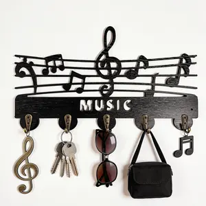 Multi-Functional Wooden Musical Note-Shaped Storage Hook, Wall-Mounted Coat Hook, Key Holder, Mail Rack, Interior Decoration, Wall Mounted Organizer, Hooks for Wall