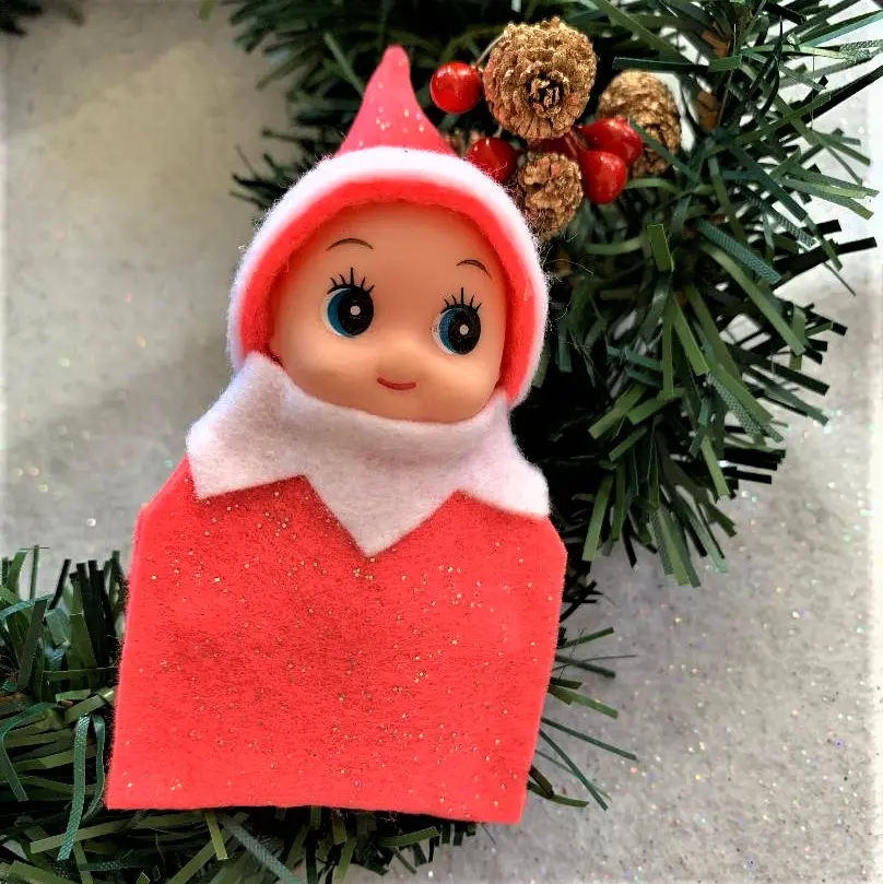 Pink Baby Elf Figurine, Christmas Elf, Tiny Elf, Miniature Elf