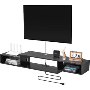 VEVOR Floating TV Stand, 47'' Wall Mounted TV Console Modern Floating Entertainment Center Under TV Shelf with Storage Cabinet, for Bedroom Living Room, WhiteVEVOR Super Brand Day