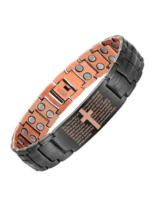 Men's Magnetic Copper Bracelet, Adjustable Size, Cross Design, Ideal Gift for Him, Fashion Accessory, Wearable Charm, Adjustable Slider Bracelets