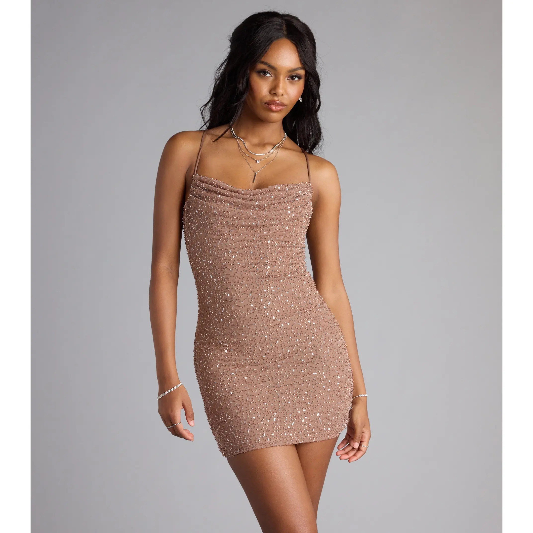 dylan sequin beaded mesh mini dress windsor - TikTok Shop