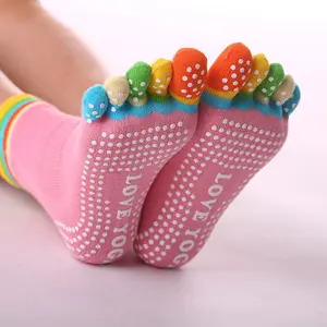 Women's Five-Toe Yoga Socks — Cotton, Non-Slip (Silicone-Dotted) — Professional Indoor Sports Socks