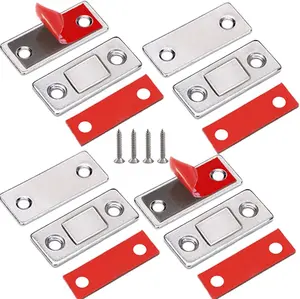 Cabinet Magnetic Catch  4 Pack Ultra Thin Cabinet Door Magnetic Catch for Drawer Magnets Adhesive Cabinet Latch Magnetic Closures for Kitchen Closet Door Closing Magnetic Door Catch Closer