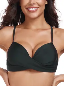 Ocean Blues Women's Push Up Molded Cup Bikini Top Twist Front Underwire Bathing Suit Top Cross Back ng Suit Swimsuit Top Swmmi  Tankini  Plus Size Swimsuit Swimwear
