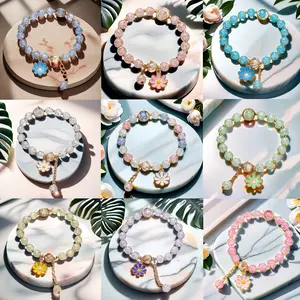 Y2K Emo Stuff Bracelet |   Pink Crystal Daisy Charm Bracelet |   Kawaii Aesthetic |   Birthday Gifts for Her |   Unique Statement Accessory