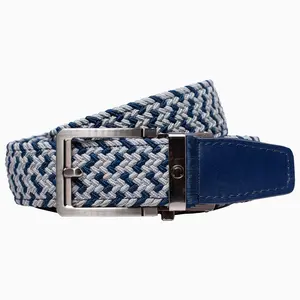 Braided Navy Cool Grey Golf Ratchet Belt 1.38" [35mm]