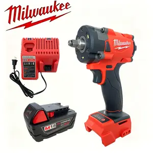 Milwaukee M18 FUEL 3/8" Compact Impact Wrench with Friction Ring - one Charger, one Battery with Tool Only set Brushless Cordless Drill Lightweight High Torque Brushless Impact Gun for Professionals & DIY Enthusiasts screwdriver power