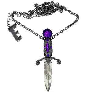 Elvira Dagger Necklace Purple Stones Halloween Horror Jewelry Kreepsville Gothic