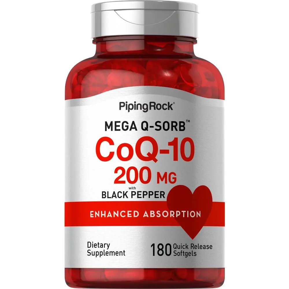 Piping Rock CoQ10 200mg | 180 Softgels | Enhanced Absorption | Non-GMO, Gluten Free Supplement